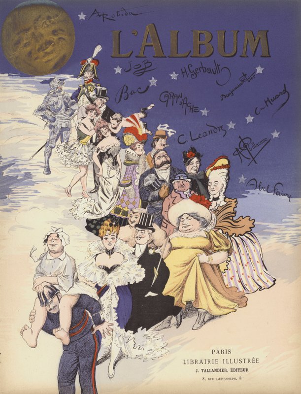 ranskalainen karikatyyri (väri litho) tekijältä Albert Robida