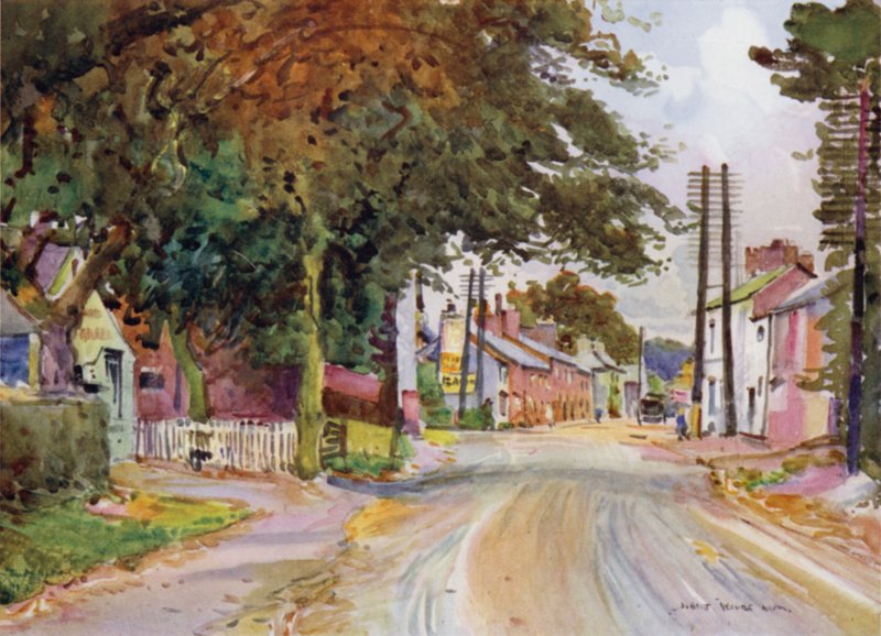 Broughton in the Fylde (väri litho) tekijältä Albert Woods