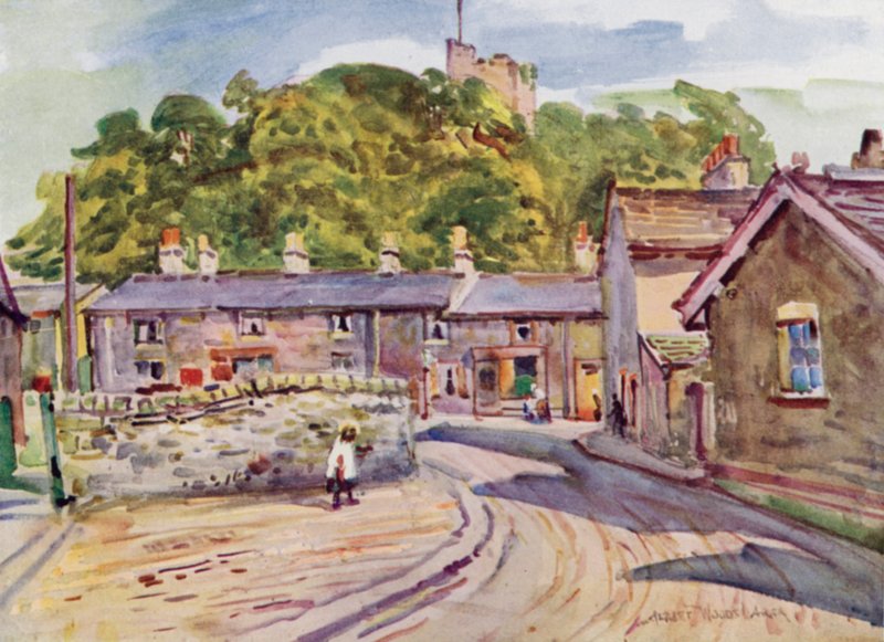 Clitheroen linna (väri litho) tekijältä Albert Woods