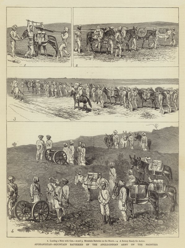 Afganistan, anglo-intialaisen armeijan vuoristopatterit rajalla tekijältä Alfred Chantrey Corbould