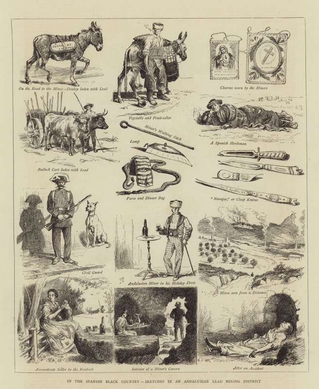 Espanjan mustassa maassa, luonnoksia Andalusian lyijyn kaivospiiristä tekijältä Alfred Chantrey Corbould