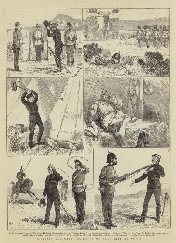 Sotilaalliset luonnokset, Upnorin leirielämän tapahtumat tekijältä Alfred Chantrey Corbould