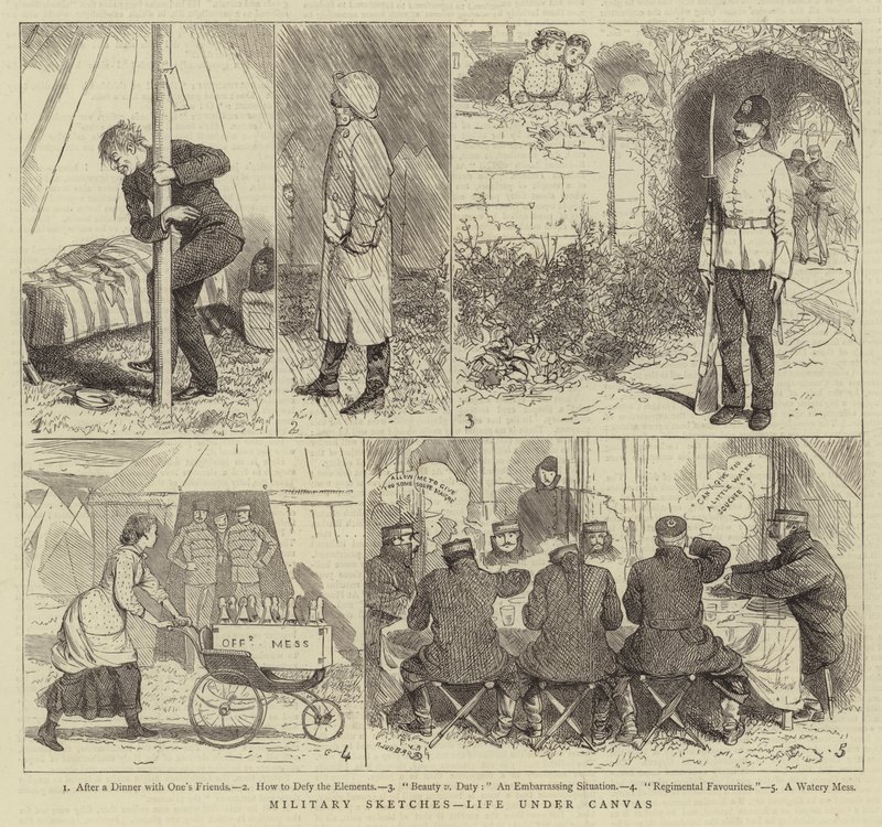 Sotilaalliset luonnokset, Elämä kankaan alla tekijältä Alfred Chantrey Corbould