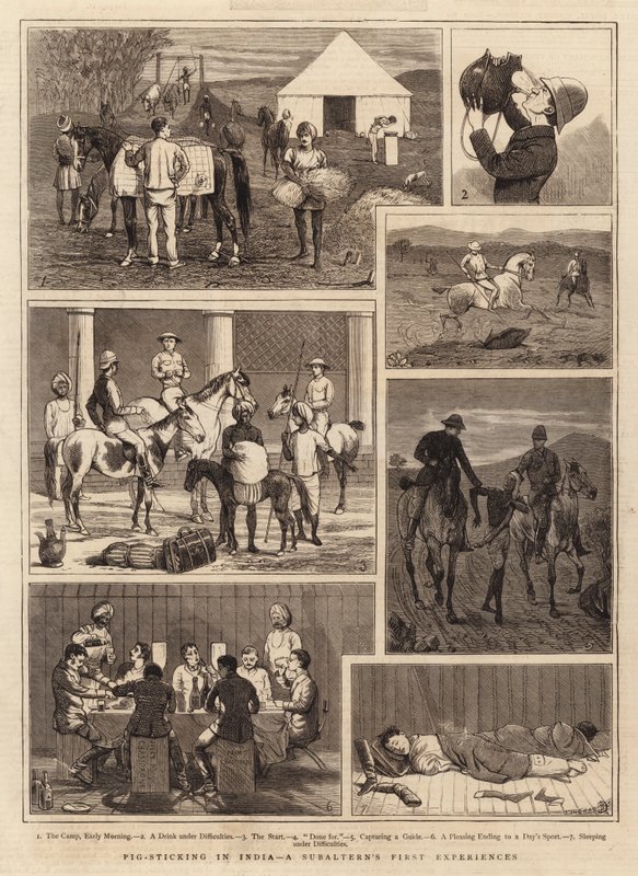 Pig-Sticking Intiassa, subalternin ensimmäiset kokemukset tekijältä Alfred Chantrey Corbould