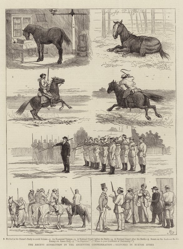 Viimeaikainen vallankumous Argentiinan valaliitossa, luonnoksia Buenos Ayresissa tekijältä Alfred Chantrey Corbould