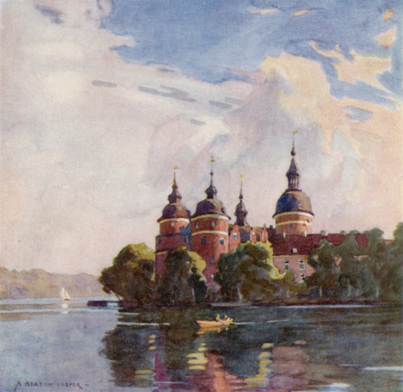 Gripsholmin linna lähellä Tukholmaa tekijältä Alfred Heaton Cooper