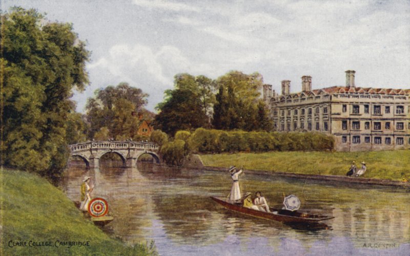Cambridge: Clare College (väri litho) tekijältä Alfred Robert Quinton