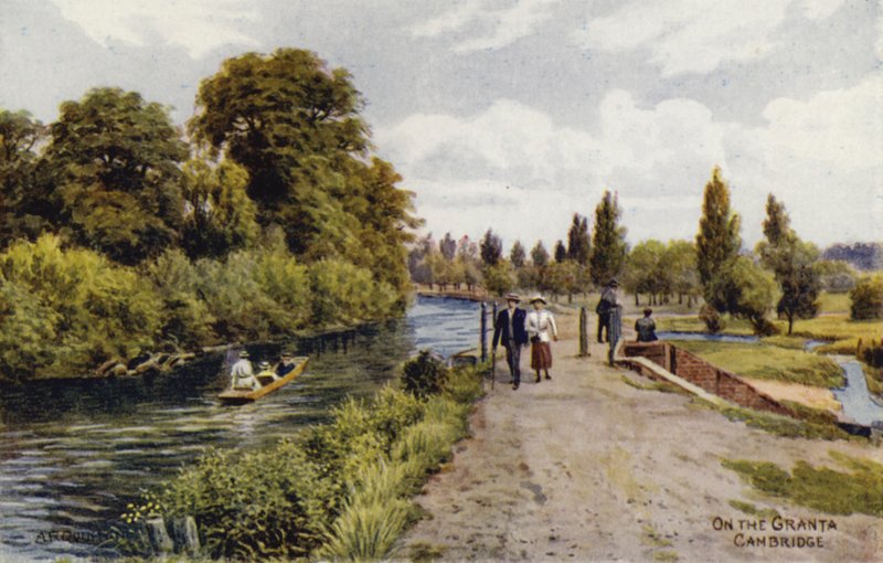 Cambridge: On the Granta (väri litho) tekijältä Alfred Robert Quinton