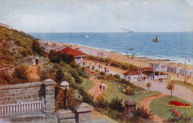 Spa Pavilionin puutarha ja ranta, Felixstowe tekijältä Alfred Robert Quinton