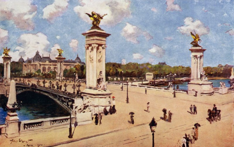 Pariisi: Pont Alexandre III (väri litho) tekijältä Allan Stewart