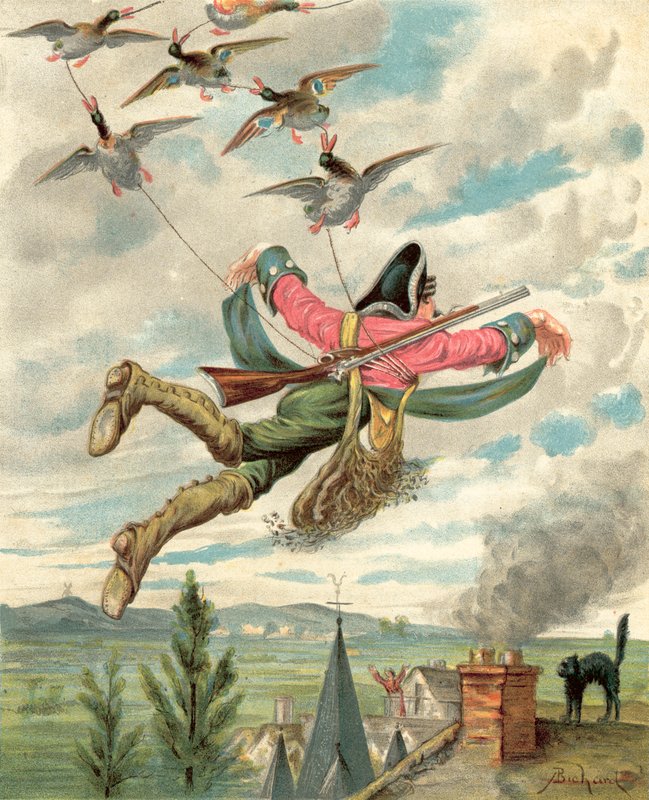 Paroni Münchausenin seikkailut (chromolitho) tekijältä Alphonse Adolphe Bichard