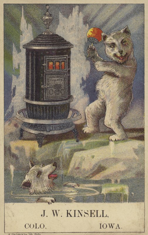 Jääkarhu tanssii lieden ääressä (chromolitho) tekijältä American School
