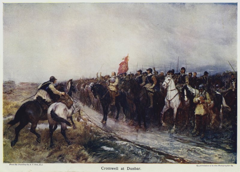 Cromwell at Dunbar (väri litho) tekijältä Andrew Carrick (after) Gow