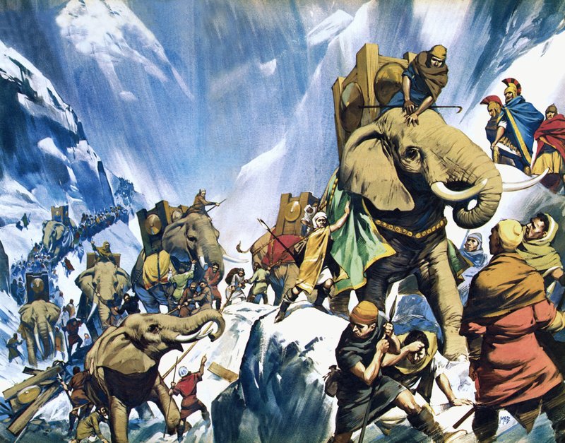 Hannibal ylittää Alpit tekijältä Angus McBride