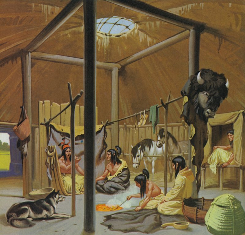 Mandan earth lodge (värilitro) tekijältä Angus McBride