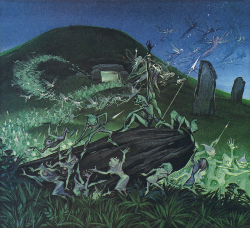 Pikkuihmiset (värilitografia) tekijältä Angus McBride