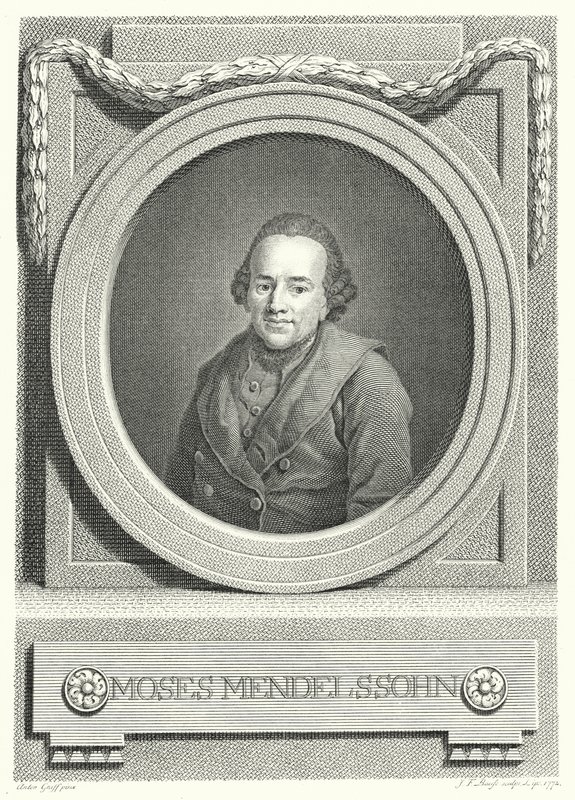 Moses Mendelssohn, saksalainen juutalainen filosofi (kaiverrus) tekijältä Anton (after) Graff