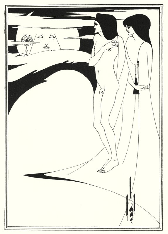 Nainen kuussa (kaiverrus) tekijältä Aubrey (after) Beardsley