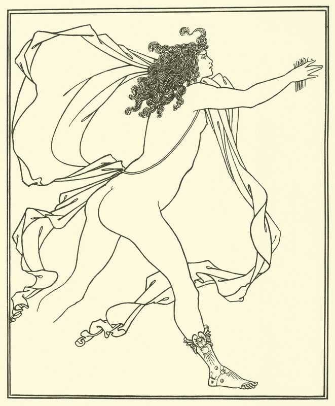 Apollo jahtaa Daphnea tekijältä Aubrey Beardsley
