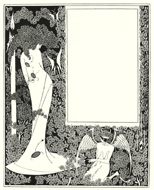 Sisältö reunuksen suunnittelu tekijältä Aubrey Beardsley