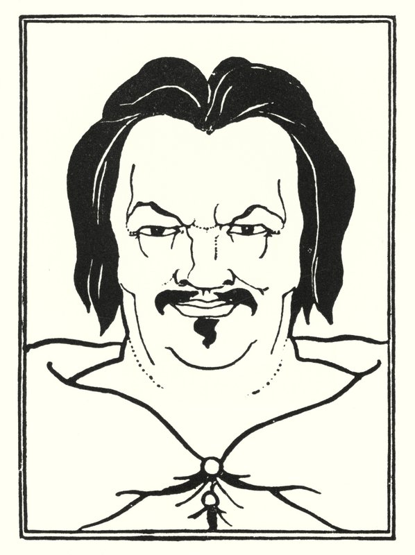 Kannen muotoilu, sivu tekijältä Aubrey Beardsley