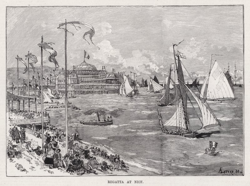 Regatta Nizzassa (kaiverrus) tekijältä Auguste Lepere