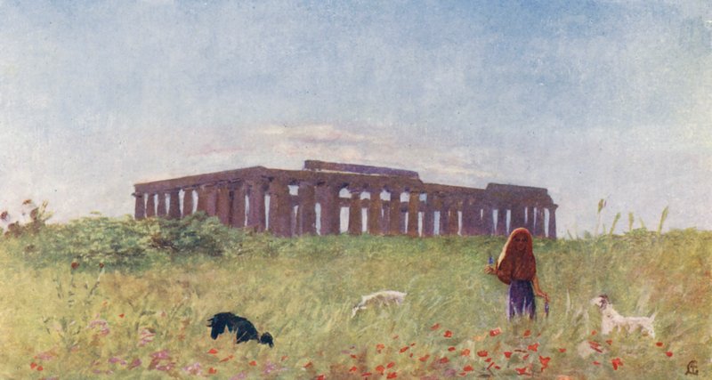 Paestumin basilika (värilitro) tekijältä Augustine Fitzgerald