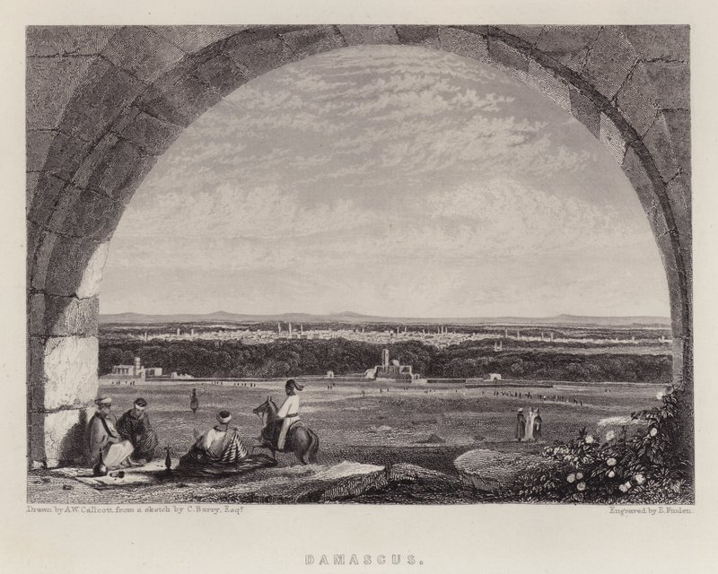 Damaskos (väri litho) tekijältä Augustus Wall (after) Callcott