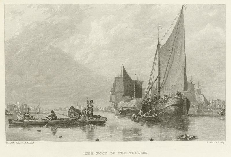 The Pool of the Thames (kaiverrus) tekijältä Augustus Wall Callcott