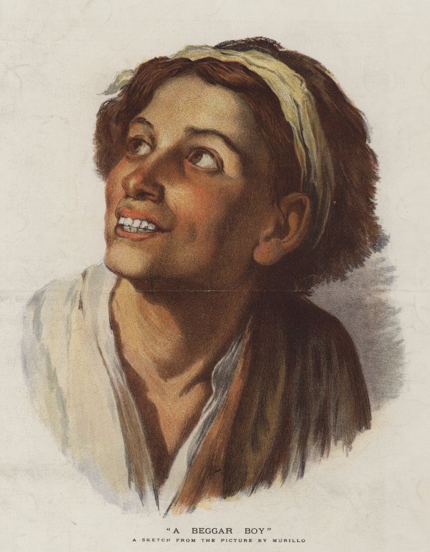 Kerjäläinen poika (chromolitho) tekijältä Bartolomé Esteban Murillo