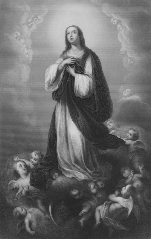 Palvonta (kaiverrus) tekijältä Bartolome Esteban (after) Murillo