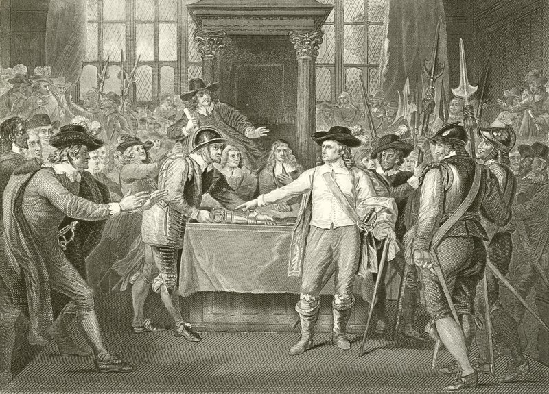 Oliver Cromwell hajottaa pitkän parlamentin tekijältä Benjamin West