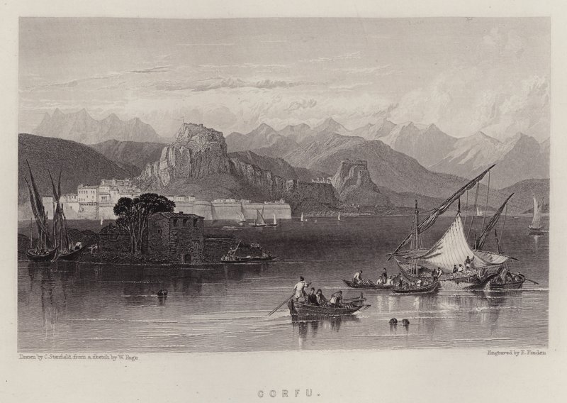 Korfu (väri litho) tekijältä C. (after) Stanfield
