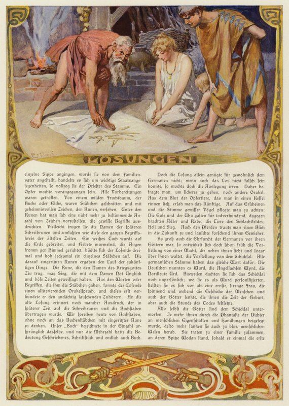 Riimujen lukeminen (väri litho) tekijältä Carl Emil Doepler