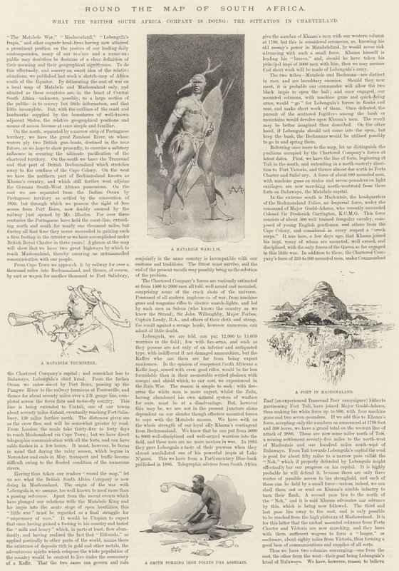Pyöreä Etelä-Afrikan kartta tekijältä Charles Auguste Loye