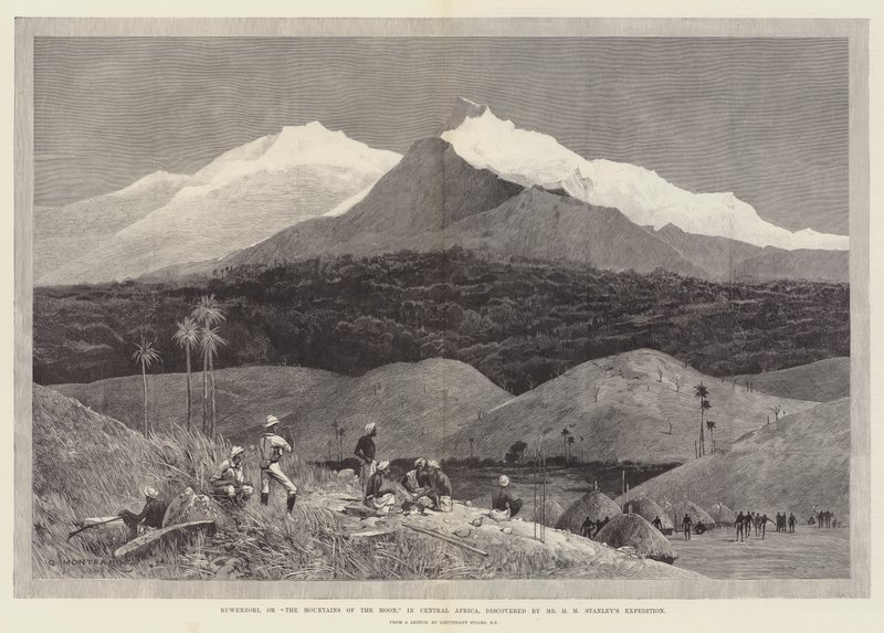 Ruwenzori eli Kuun vuoret Keski-Afrikassa, löysi H. M. Stanleyn tutkimusmatka tekijältä Charles Auguste Loye