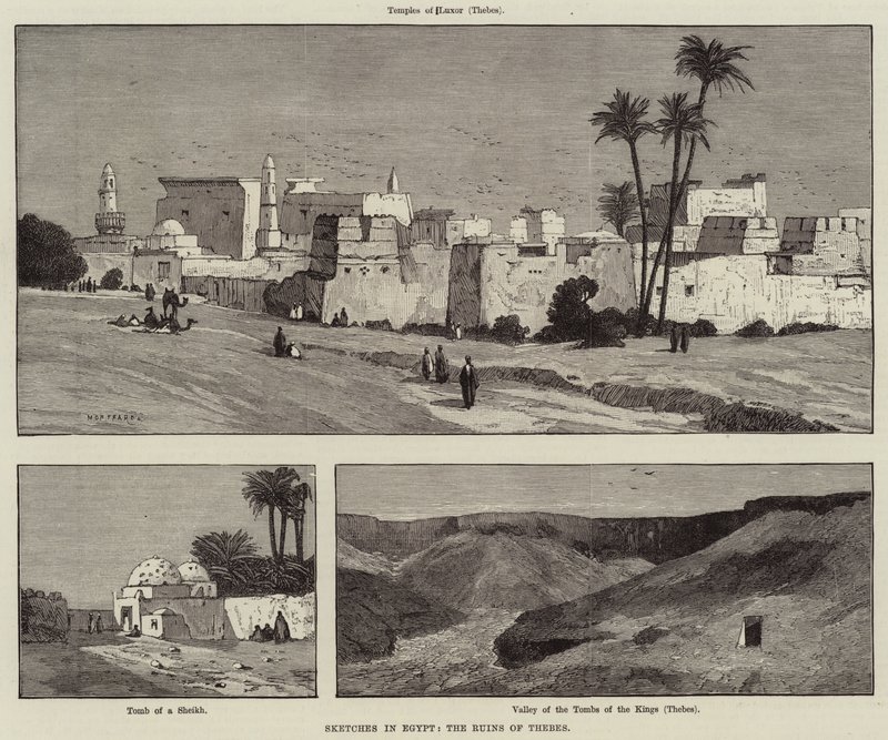 Luonnokset Egyptissä, Theban rauniot tekijältä Charles Auguste Loye