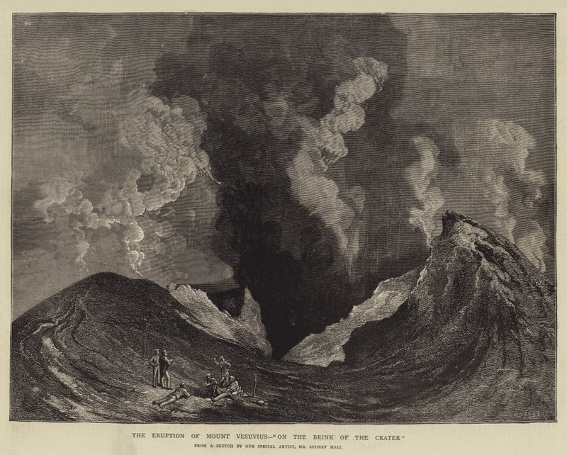 Vesuvius-vuoren purkaus kraatterin partaalla tekijältä Charles Auguste Loye