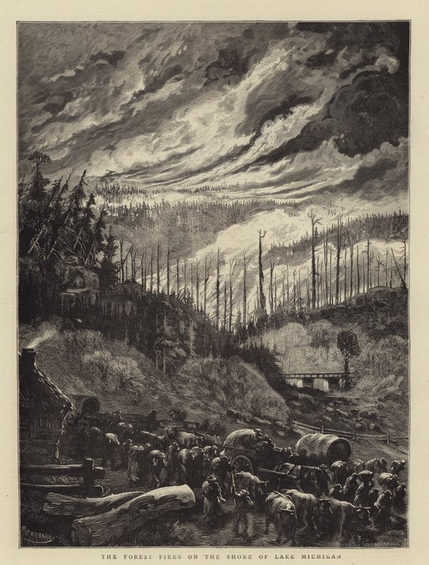 Metsäpalot Michiganjärven rannalla tekijältä Charles Auguste Loye