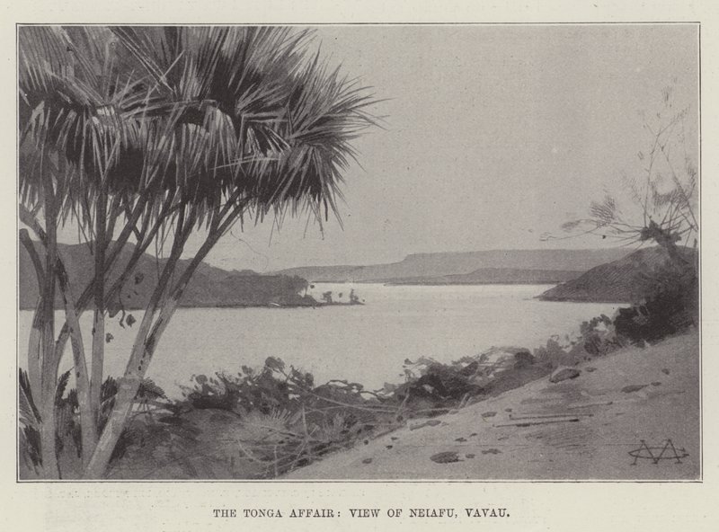 Tongan tapaus, näkymä Neiafulle, Vavau tekijältä Charles Auguste Loye