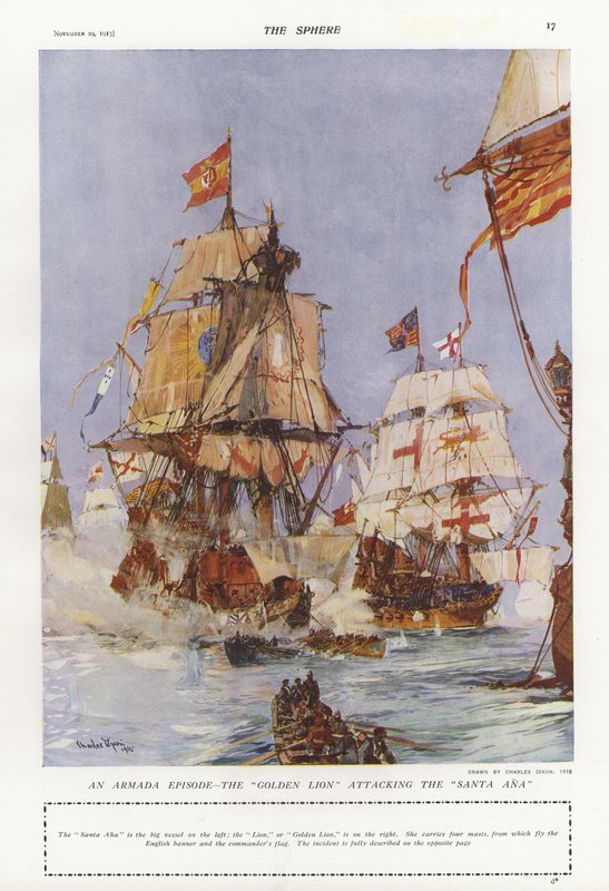 Kohtaus Espanjan armadalta, 1588 tekijältä Charles Edward Dixon
