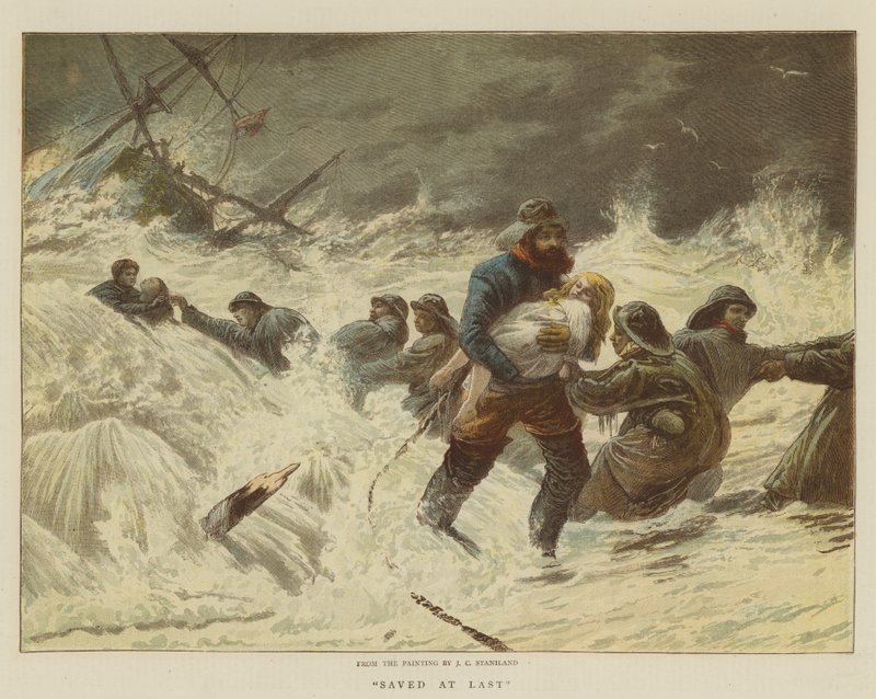 Tallennettu viimein (chromolitho) tekijältä Charles J. Staniland