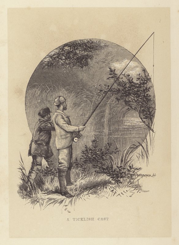 Kalastus: A Ticklish Cast (litho) tekijältä Charles (after) Whymper