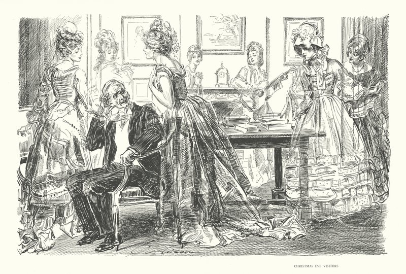 Jouluaaton vierailijat (litografia) tekijältä Charles Dana Gibson