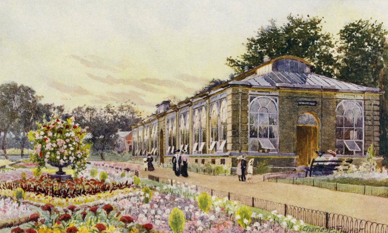 Lontoon eläintarha: Monkey House (väri litho) tekijältä Charles Edwin Flower
