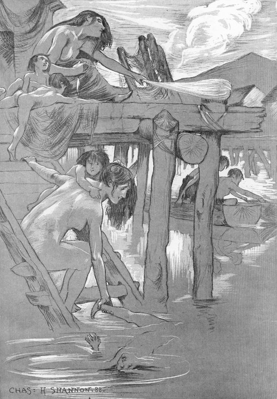 Alkuaikainen uimapaikka (litho) tekijältä Charles Haslewood Shannon