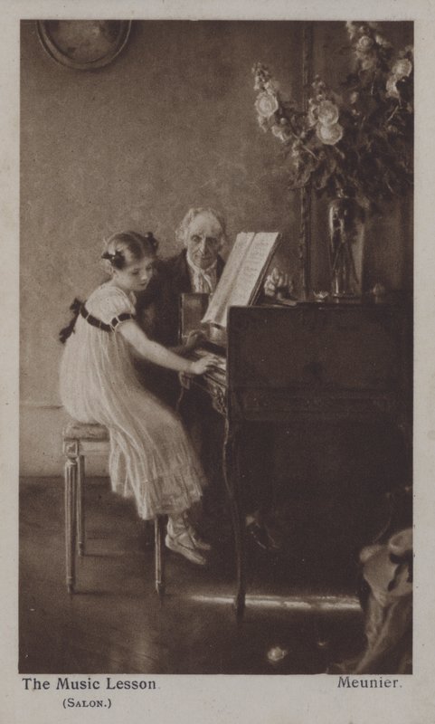 Musiikkitunti (väri litho) tekijältä Charles Meunier