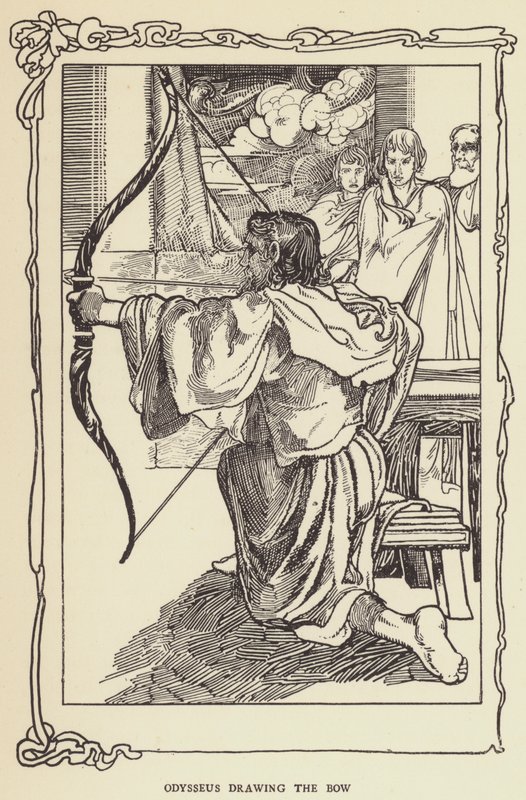 Odysseus piirtää jousen tekijältä Sir John Charles Robinson