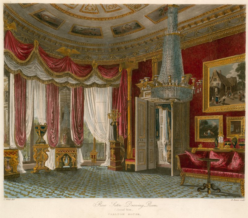Rose Satin Drawing Room, Carlton House, Lontoo tekijältä Charles Wild
