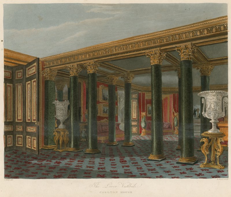 Alempi eteinen, Carlton House, Lontoo tekijältä Charles Wild